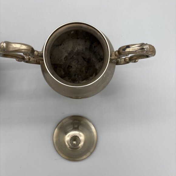 Vintage Birmingham Silver Co. Silver on Copper 2 Set‎ Creamer & Sugar Bowl Lid - Picture 8 of 16